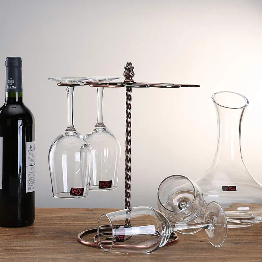 Al revés de Metal Estante de Abajo cáliz, Simple Soporte de la Copa de Vino, sólido y Duradero posición creadora Independiente Copa de Vino,6cupholder