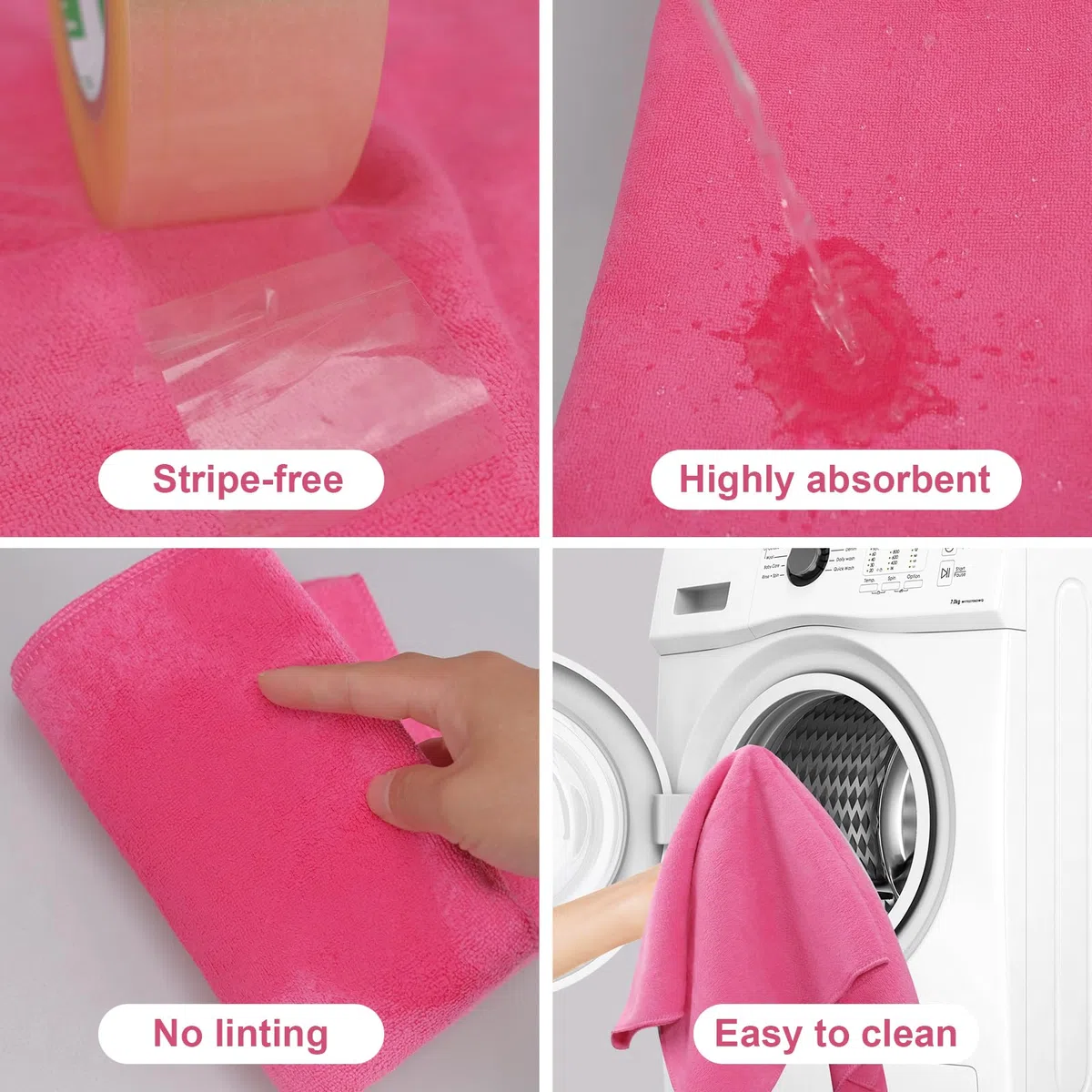 4 paños de limpieza de microfibra extragrandes de 30 x 20 pulgadas, reutilizables, gruesos, lavables, toallas de microfibra de color sólido para el hogar, oficina, ventana, coches, vidrio, 4