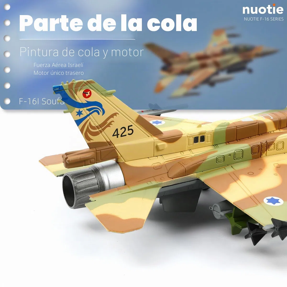 NUOTIE F-16 Fighting Falcon 1/72 Kit de Modelo de Avión de Metal Fundido a Presión Avión de Combate Aleación Modelo Preconstruido con Soporte para Adultos Colecciones o Regalo (F-16I-Israel)