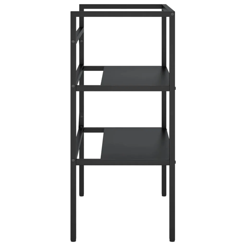 Bastidor de lavabo, negro, 59 x 38 x 83 cm, caja de almacenamiento de hierro con recubrimiento en polvo, resistente a la intemperie, toallero duradero