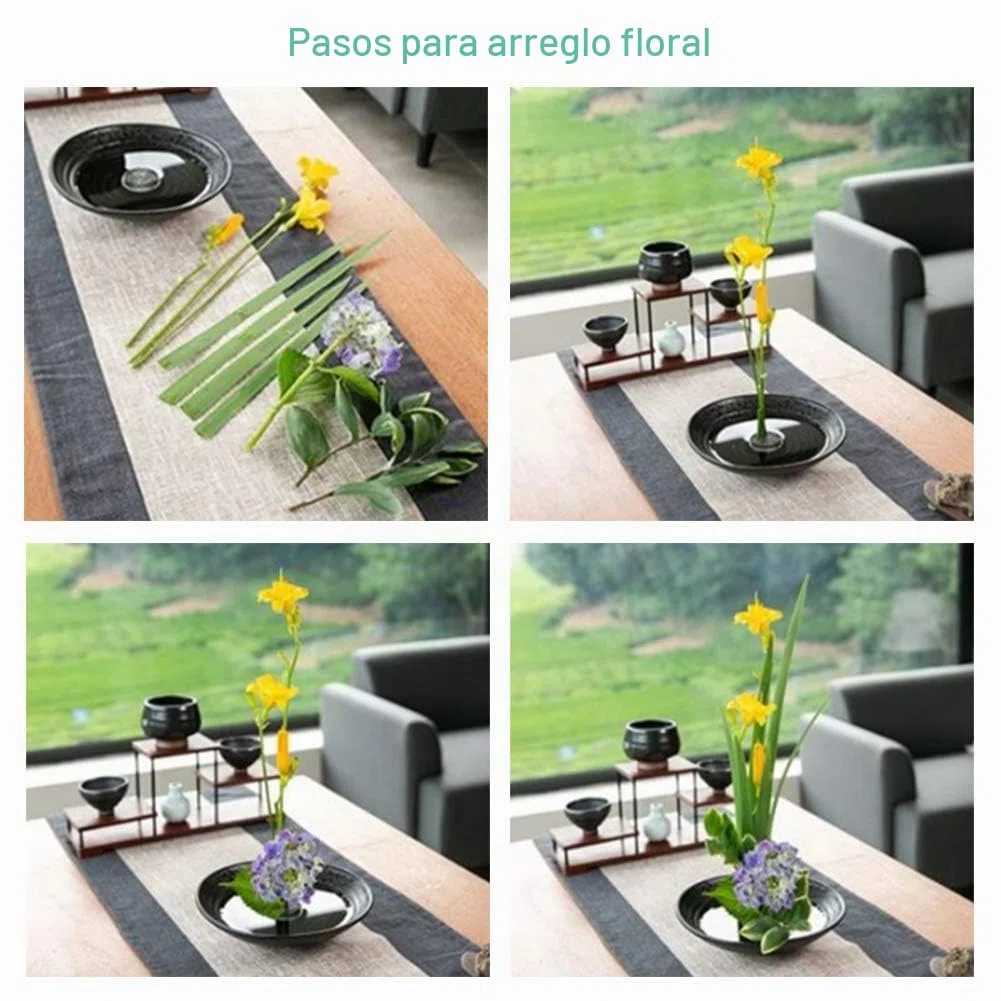 WANDIC Kit de arreglos Florales, Juego de 51, Soportes Redondos para Flores, Maceta de cerámica, Pin y rastrillo de Limpieza de Agujas Kenzan, Tallos Florales y Cinta Floral para Arte de arreglos