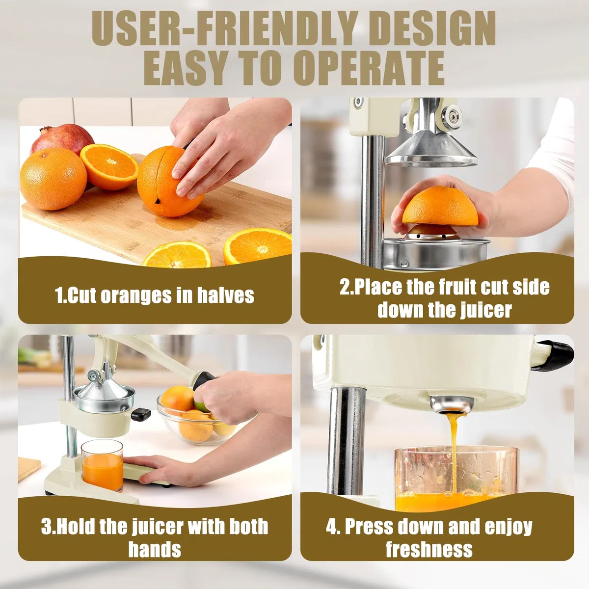 Kitchen - Exprimidor de jugo de naranja de hierro fundido, fácil de limpiar, exprimidor de cítricos profesional, exprimidor de limón de acero inoxidable duradero, prensa manual resistente de cítricos
