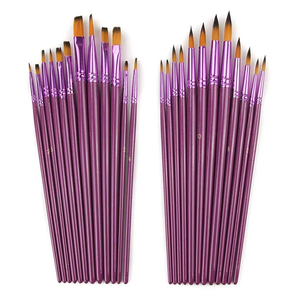Pincel de Arte 24 unids/Lote de Diferentes tamaños, Juego de Pinceles de Nailon Fino para Pintura de Pelo para Acuarela, Pinceles para Pintura al óleo, Suministro de Arte de Dibujo