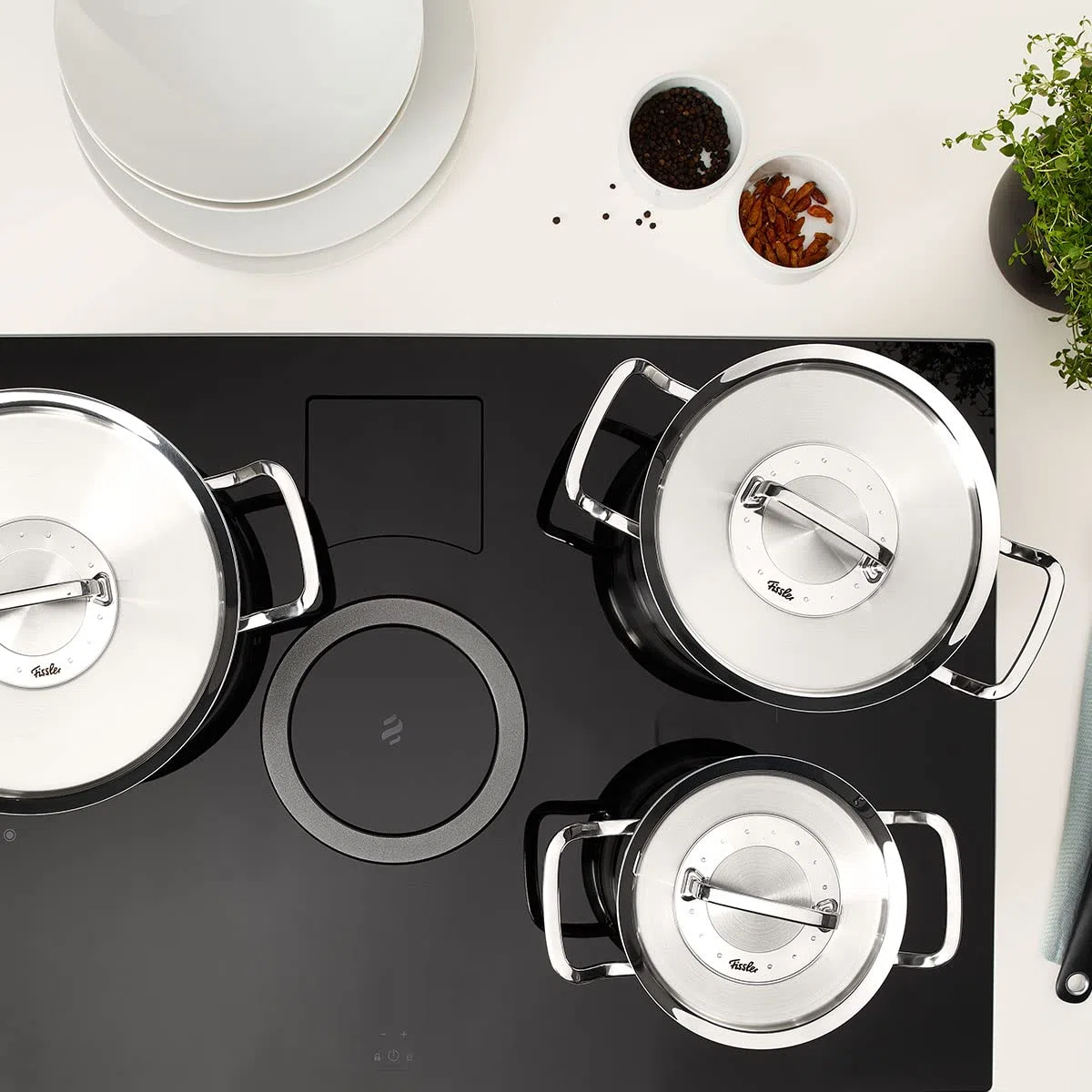Fissler Original-Profi Collection Olla alta de 5,2 L y 20 cm de diámetro, acero inoxidable, con tapa de metal, escala de medición interior, inducción