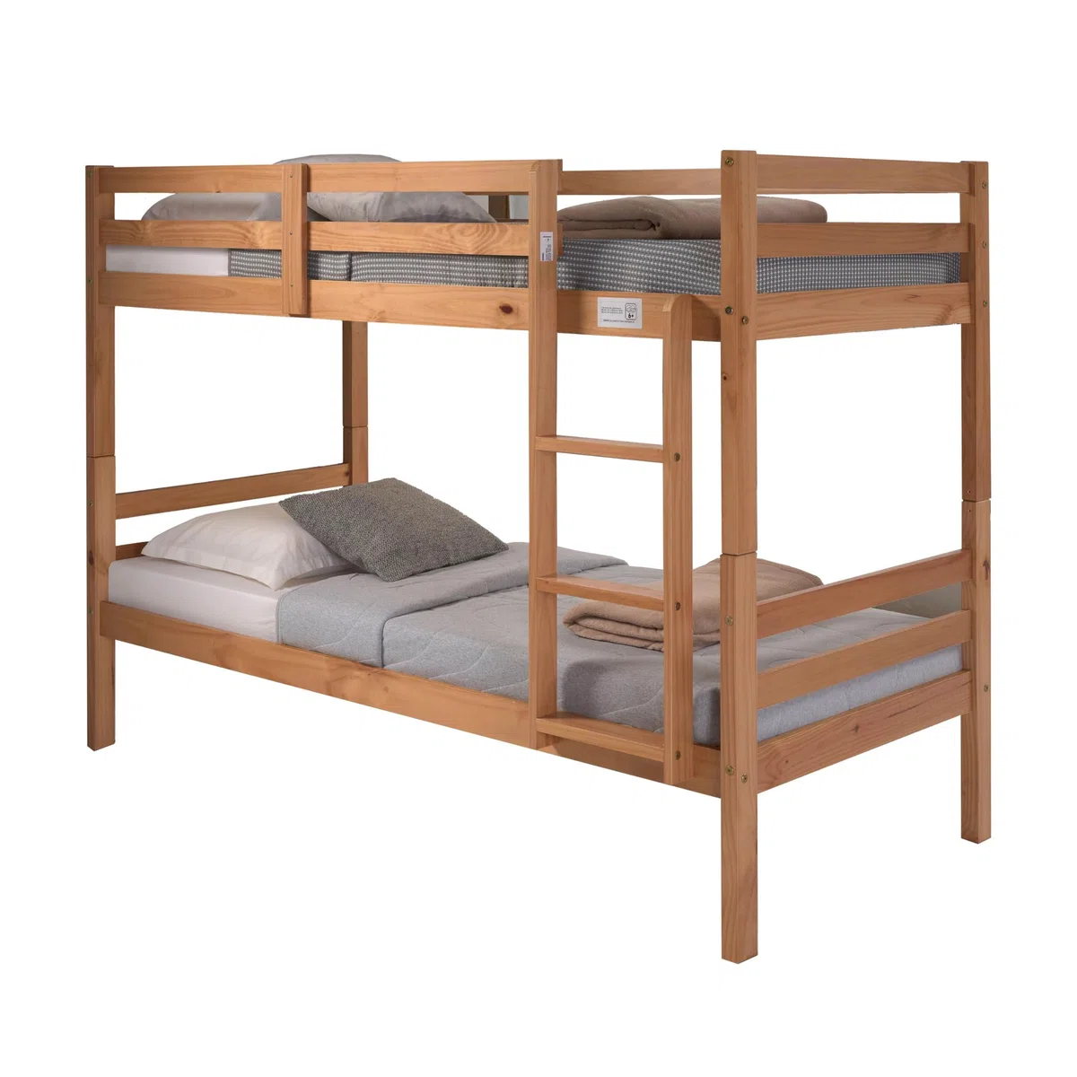 Buyqualia - Litera de Madera Color Miel Roble 154x104x199 cm | Cama Doble Compacta con Diseño Clásico para Niños y Adultos | Estructura Resistente de Pino