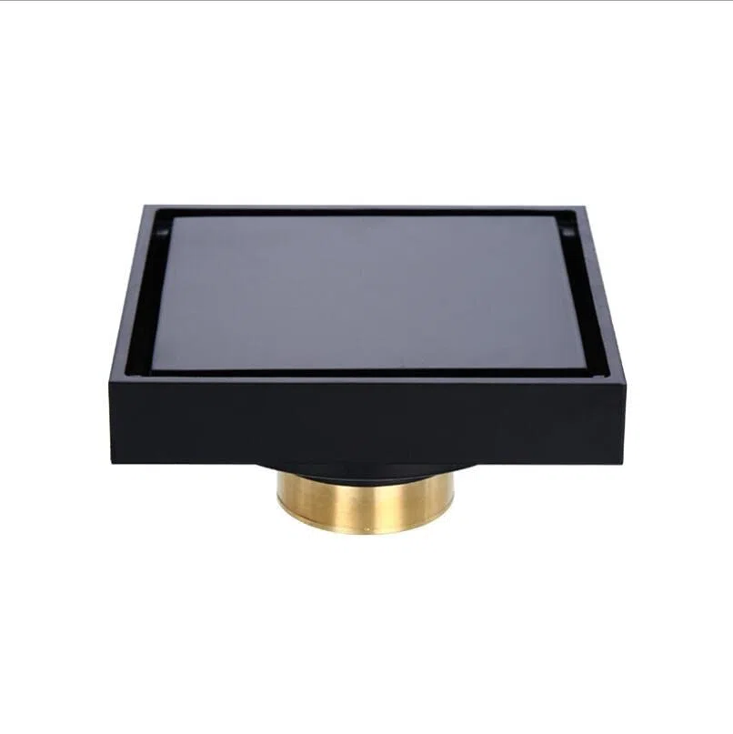 Filtro Ducha Pelos Desagüe de suelo desodorante de estilo europeo de latón negro, rejillas de gran desplazamiento Invisible lavadora de baño residuos de suelo Colador de Fregadero de Cocina ( Color :