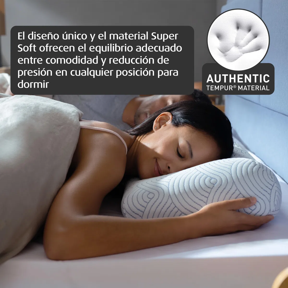 TEMPUR Almohada Ease, sensación Firme, 50 x 31 x 10/5 cm | Almohada cervical ergonómica TEMPUR de espuma viscoelástica compatible con todas las posiciones de descanso.