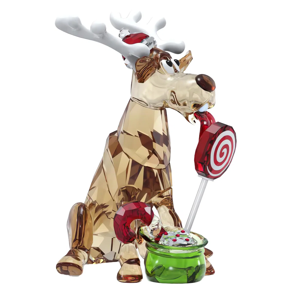 Swarovski Holiday Cheers Dulcis, Figura de Reno Decorativa de Cristales Transparentes con Detalles Lacados en Blanco