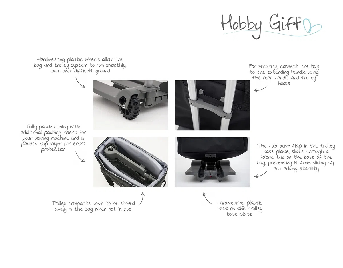 Hobby Gift Exclusiva Bolsa con Carrito para máquina de Coser, Color