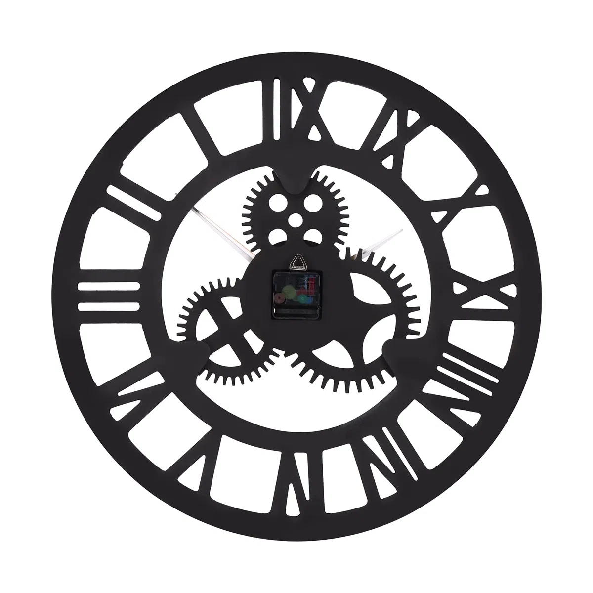 ACCSHINE Reloj de Pared Grande Salon Madera 60 cm Dorado Engranajes Industrial Silencioso Vintage Reloj de Cuarzo Números Romanos para Bar Cafetería