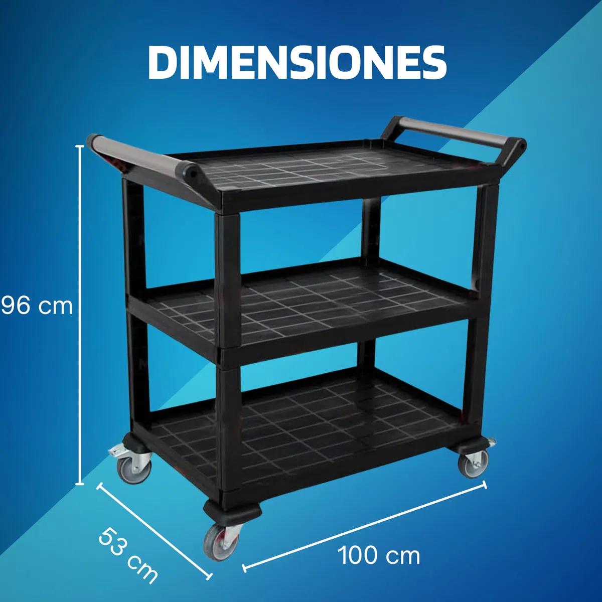 Carro De Servicio De 3 Niveles - Carrito Auxiliar Con Ruedas Para Cocina, Hostelería Y Hogar - Capacidad De Carga De 70 Kg Por Estante, Fácil Limpieza, Montaje Rápido, Material Resistente De Polipropi