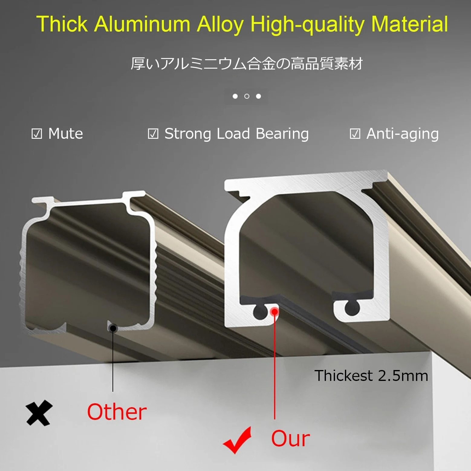 Riel de montaje en pared y techo de aleación de aluminio resistente de 2,0 a 2,5 mm de grosor, silencioso, flexible, divisor deslizante para cortinas y cortinas pesadas