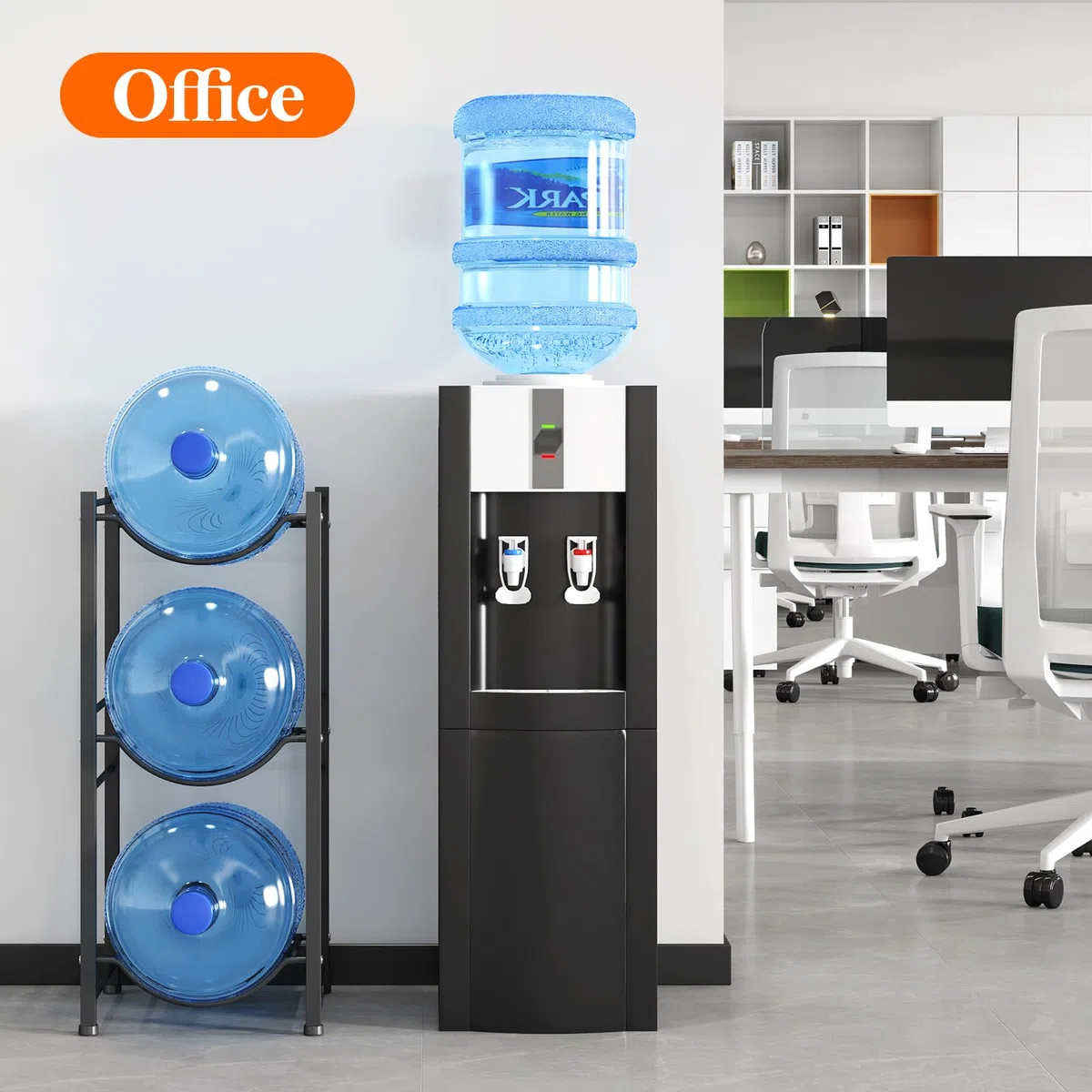 Lifewit Porta Garrafa de Agua de 22L, Soporte para Botellas de Agua de 3 Niveles, Organizador de Almacenamiento de Agua para Hogar, Sala de Estar u Oficina, Negro