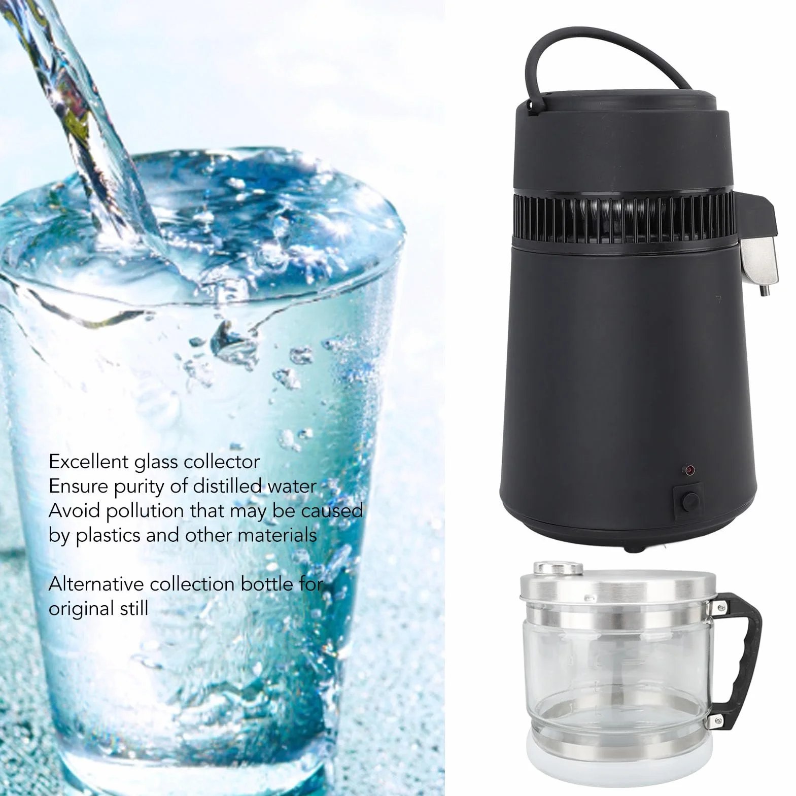 Jarra de Vidrio de Agua de 1 Galón/4L para Destilador, Botella de Recolección Destilada de Repuesto, Recipiente de Agua, Frasco de Vidrio para el Hogar, Belleza Dental, Encimera,
