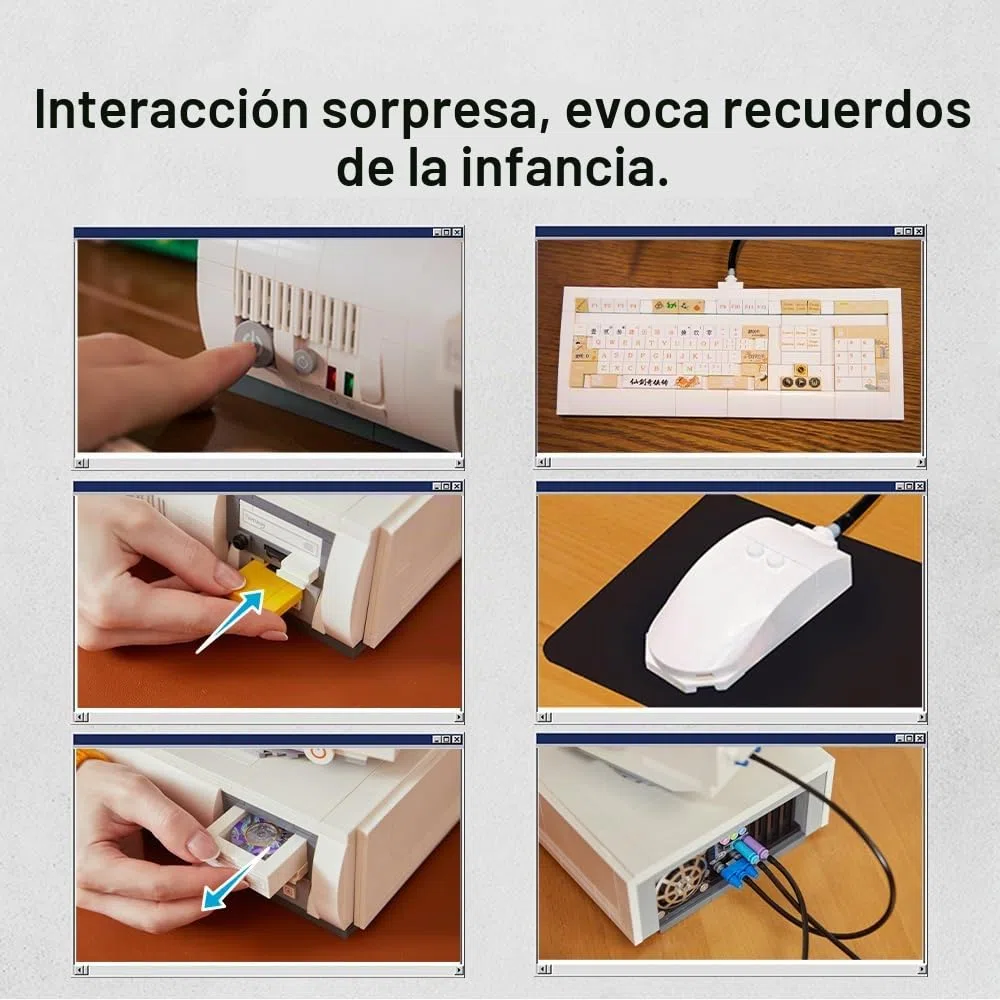 PAN TASY BRICKKK Ordenador Retro, Set de Bloques para Adultos | Modelo clásico de sobremesa con teclado, pantalla y detalles nostálgicos, pieza decorativa para construir y exponer