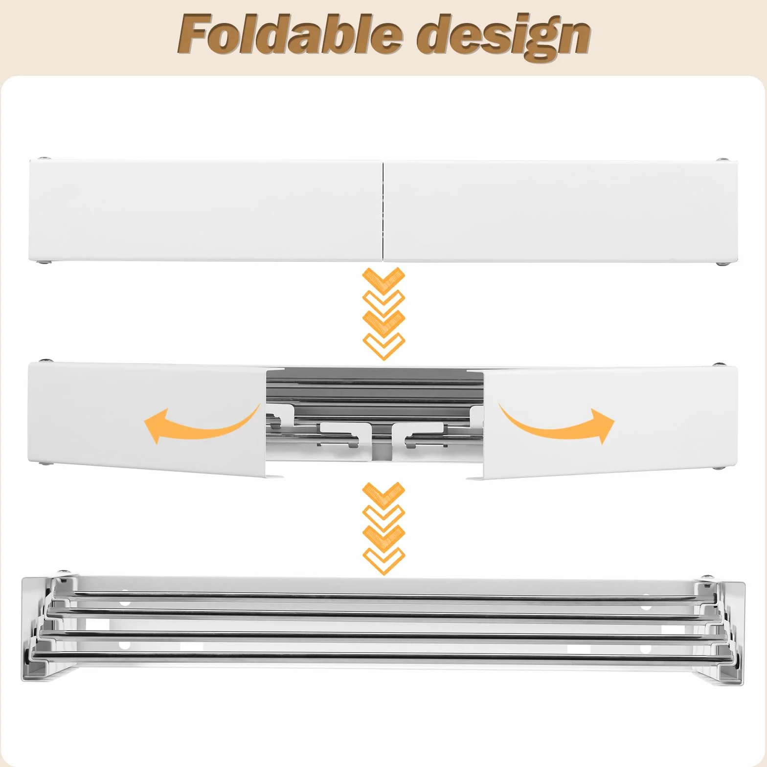 Tendedero Extensible de 50 x 25 x 7 cm, de Pared con 4 Barras con Juego de Montaje de Tornillos, tendedero de Acero Inoxidable, Puede Utilizarse con Barra de Toallas, Perchero para
