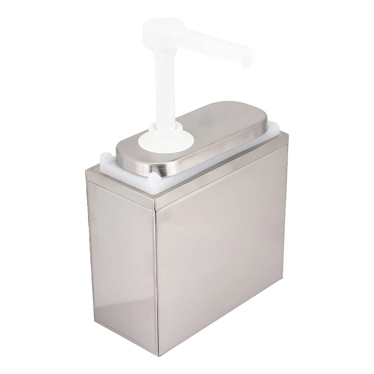 Dispensador de salsa de cocina 2L acero inoxidable y bomba de especias de plástico PP para el hogar, restaurante, uso del hotel (gran capacidad, fácil mantenimiento) (2L con base)