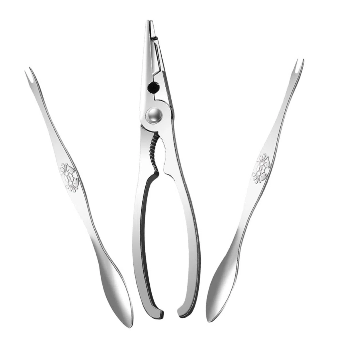 Cabilock 3 Juegos Tenazas De Cangrejo Herramientas para Patas De Cangrejo Suministros para Fiestas De Hervir Mariscos Galletas De Marisco y Herramientas Silver Acero Inoxidable