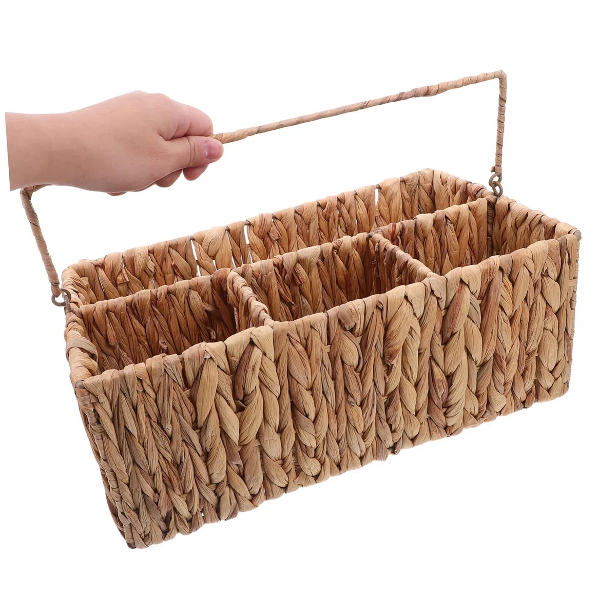 Alipis Cesta De Almacenamiento De Mano Tejida De Paja Canasta Cestos Almacenaje Soporte De Cubiertos Cesta De Almacenamiento Tejido a Mano Light Brown