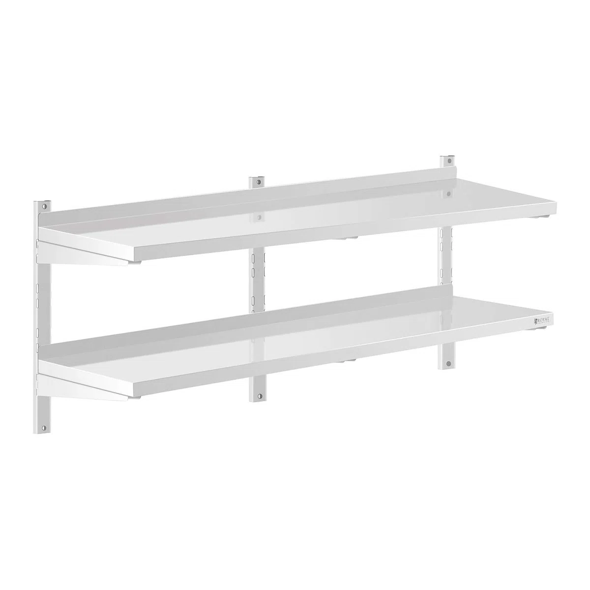 Royal Catering Estante De Pared Metálico Estantería Para Cocina RCWR-1400.4 (Capacidad: 40 kg, Acero Inoxidable, 2 baldas, 40 x 140 cm)