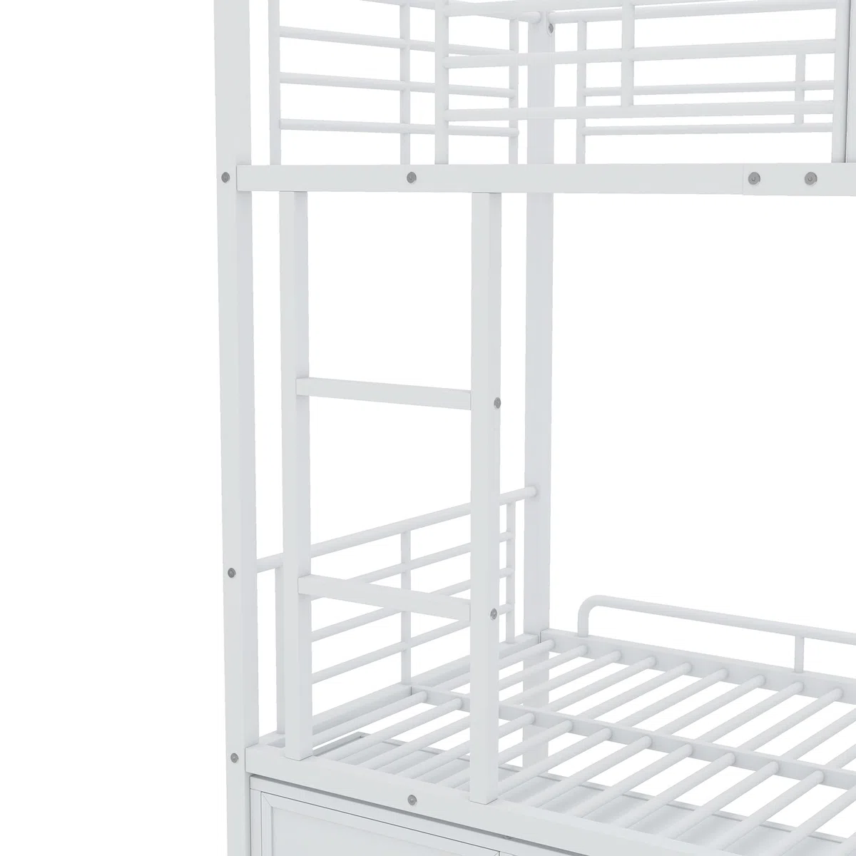 Litera doble, zapatero abierto, armario de almacenamiento de dos puertas, adecuado para niños y adolescentes, con escalera lateral y barandilla de seguridad, hierro forjado, sin colchón, 90 x 200 cm