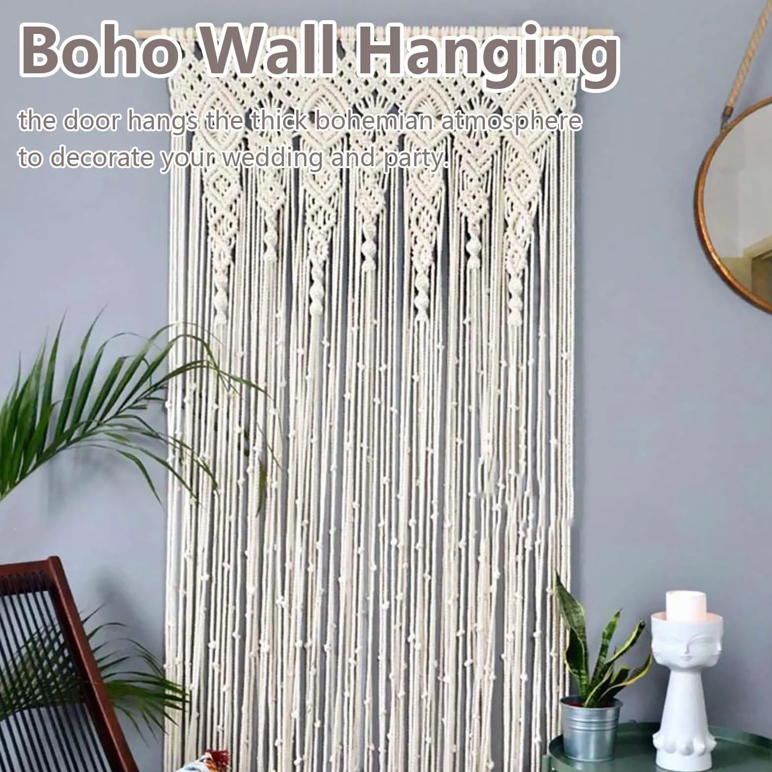 Cortina De Macramé, Colgante De Pared De Macramé De 100x200 Cm Cortina Bohemia Hecha A Mano para Colgar En La Pared Cortina De Puerta De Macramé Bohemio para DecoracióN De La Pared del Hogar