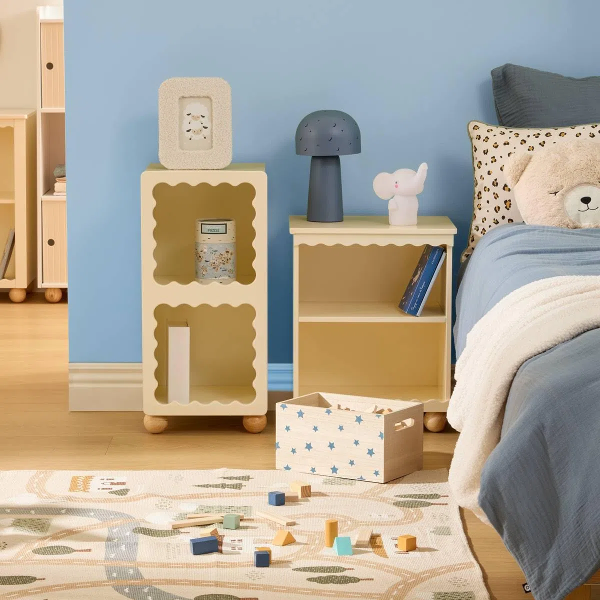 Atmosphera - Mesilla de Noche Infantil bouli 2 Niveles Beige 40x30x50,5 cm