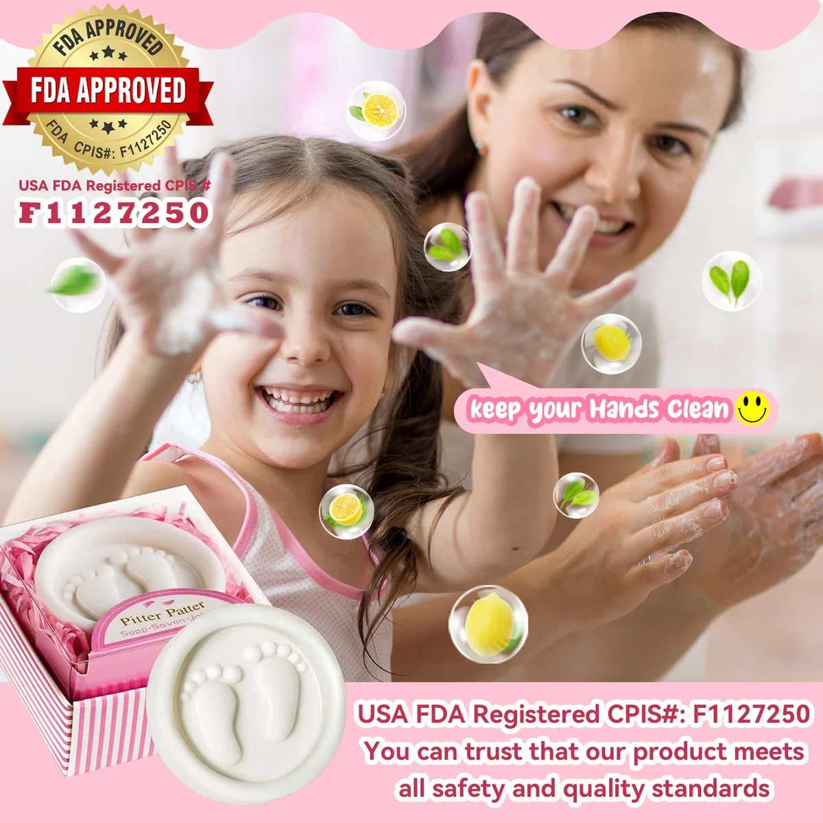 AIXIANG Paquete de 24 jabones hechos a mano Pink Pitter Patter, regalos de baby shower envueltos individualmente con caja de regalo, perfumados para baby shower y decoración