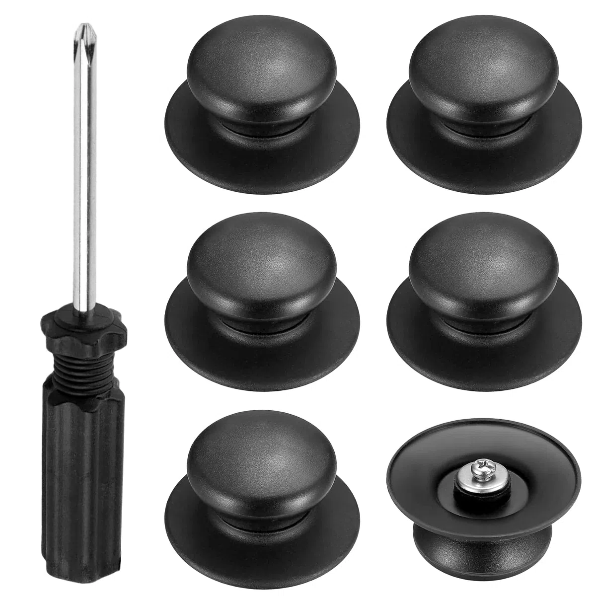 VEGCOO Perilla De La Tapa Pomo Universal para Tapa Asa De La Tapa Mango De La Tapa De La Olla Pomos para Menaje De Cocina Tapas para Ollas Negro