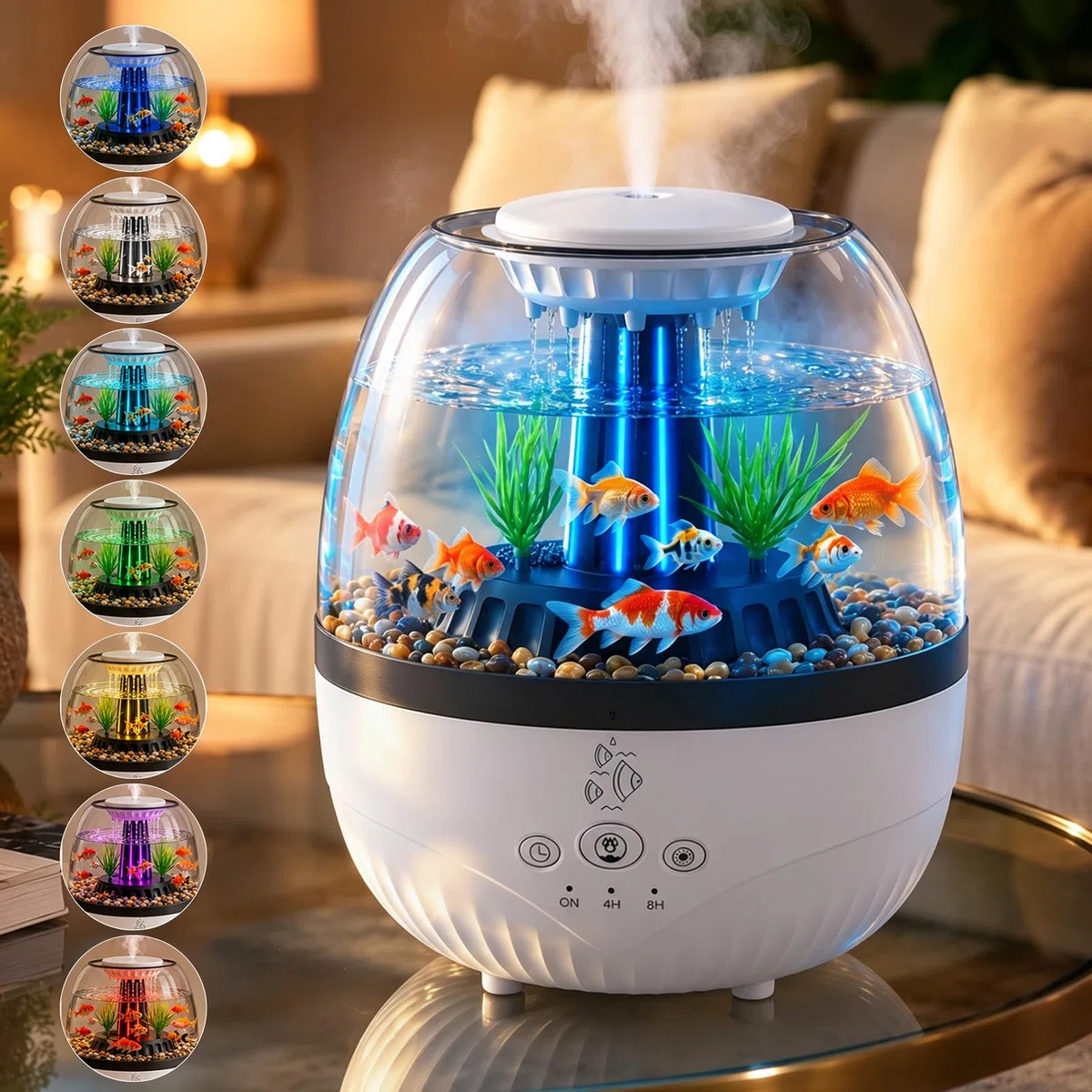 Difusor de aire 3 en 1 para acuario, difusor de aire LED, gotas de lluvia, aromaterapia, para micropaisajes, aceite aromático, difusor de aceite aromático para dormitorios