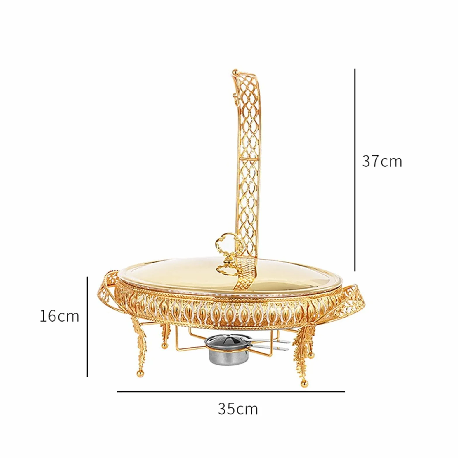 Bandeja Calentadora de Buffet Juego de Utensilios para Fondue Set de Chafing Dish Fuente Calienta Comida con Vidrio Y Acero Inoxidable Fácil de Limpia, 3L