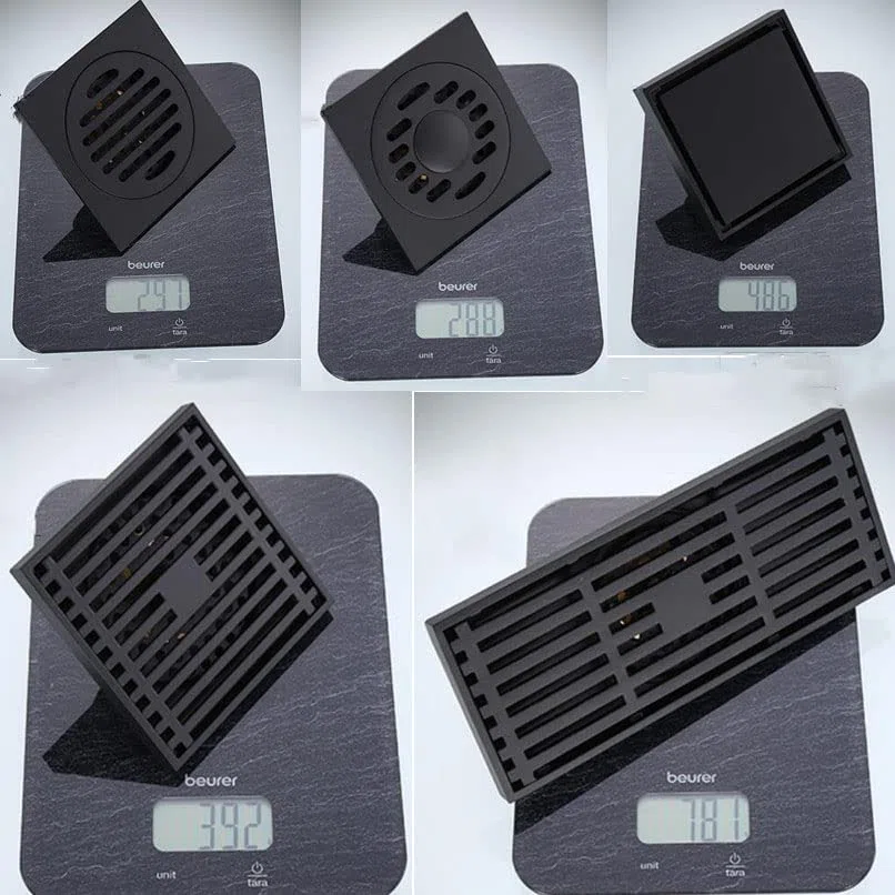 Filtro Ducha Pelos Desagüe de suelo desodorante de estilo europeo de latón negro, rejillas de gran desplazamiento Invisible lavadora de baño residuos de suelo Colador de Fregadero de Cocina ( Color :