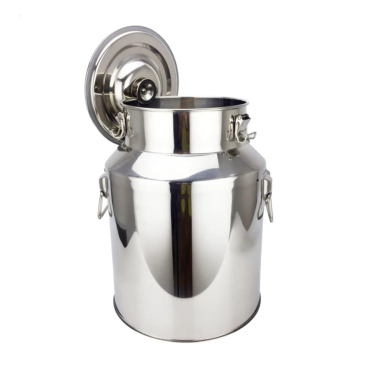 Jarra de leche de 18 L, de acero inoxidable, con tapa, asa para transportar o guardar