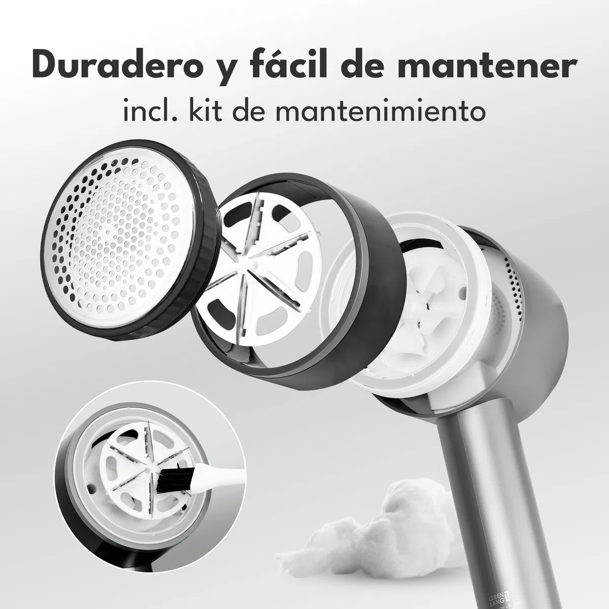 LEBENLANG Premium quitapelusas electrico Recargable 4000mAh - 5 Modos | 3,5h de autonomía I Incl. linterna & pantalla LED I Maquina quita pelusas para Quitar bolas de la ropa bolitas Pelusas lint