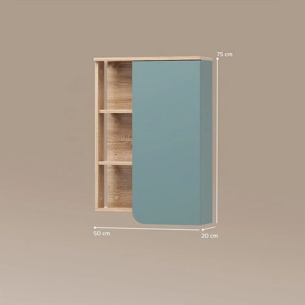 Livinity Armario de baño Marano, Gris Azulado, 50 x 75 cm con Puerta y Compartimentos Abiertos