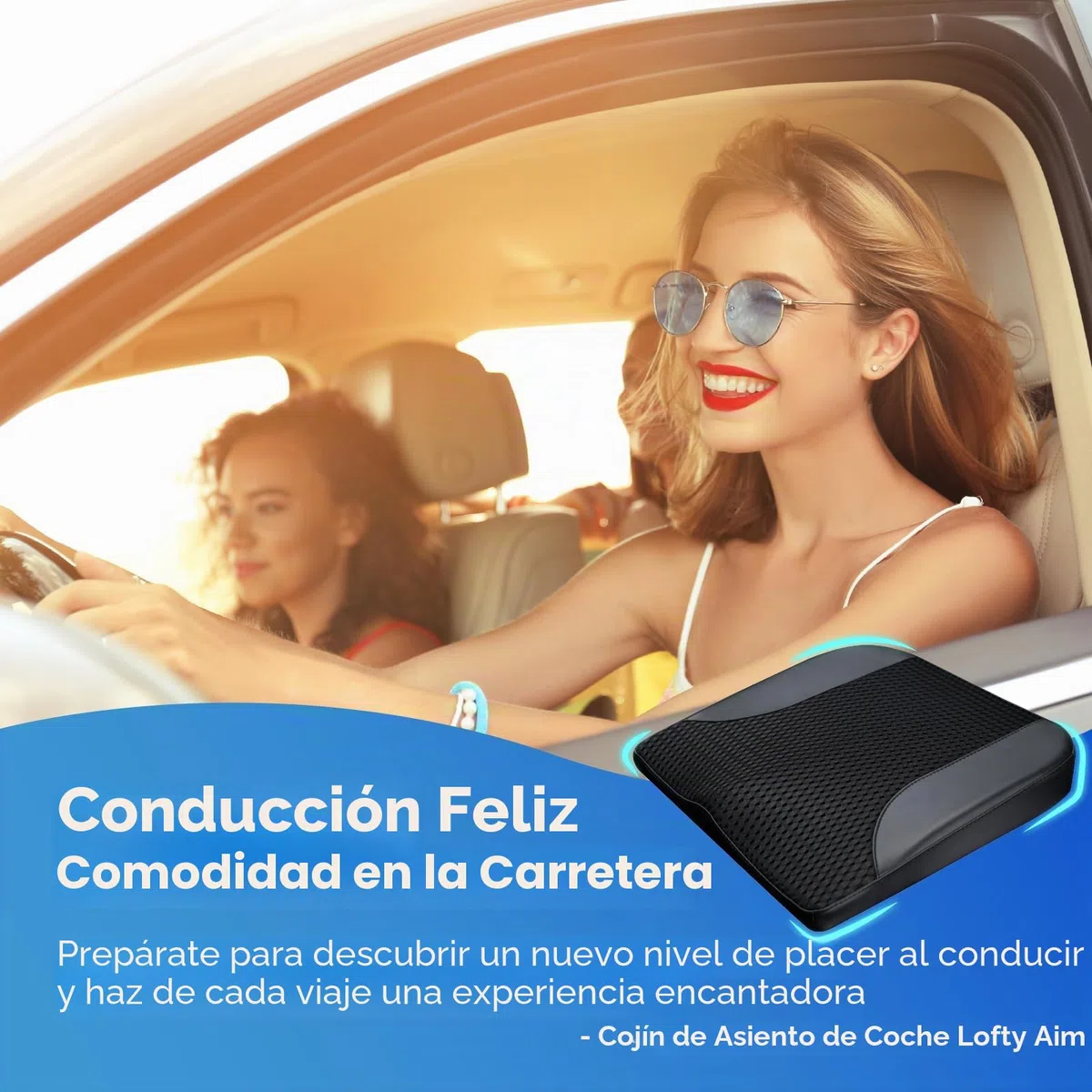 Cojín de asiento de coche: cómodo cojín de espuma viscoelástica para conducir, para aliviar el dolor de ciática, tailobone, cojín de asiento para coche, camión, oficina, silla de ruedas, cuero negro y