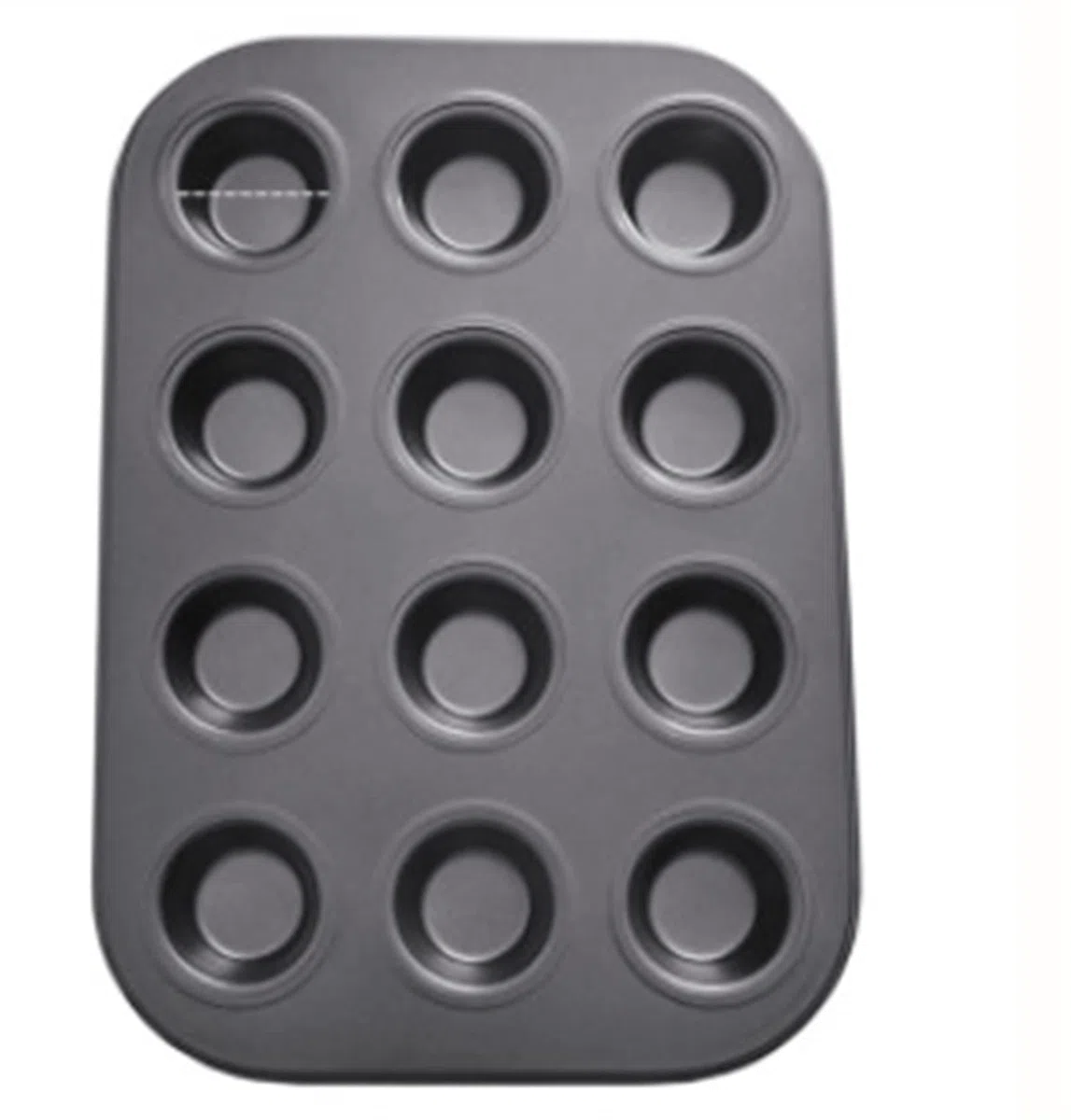 Molde para Muffins de 4, 6 o 12 cavidades, Molde Redondo para Huevos, Bandeja Antiadherente para Hornear，Balck 12