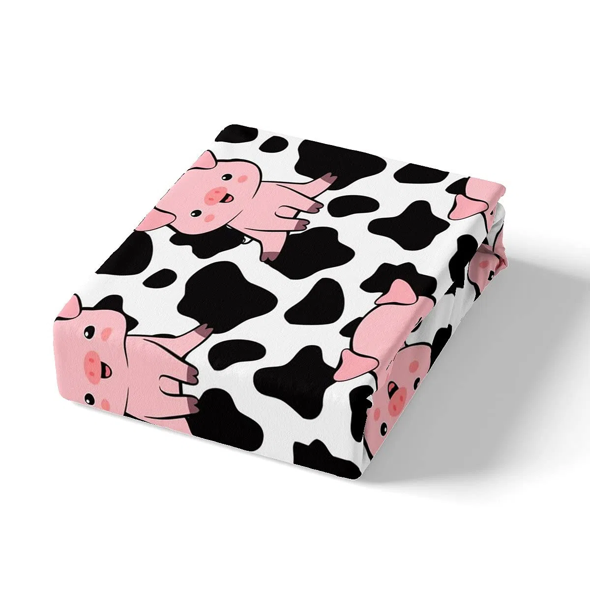 Funda de edredón de cerdo rosa para niños, ropa de cama y lino de color negro, blanco y negro, juego de cama de vaca para niños y niñas, dibujos animados granja animales ropa de cama y lino ultra sua