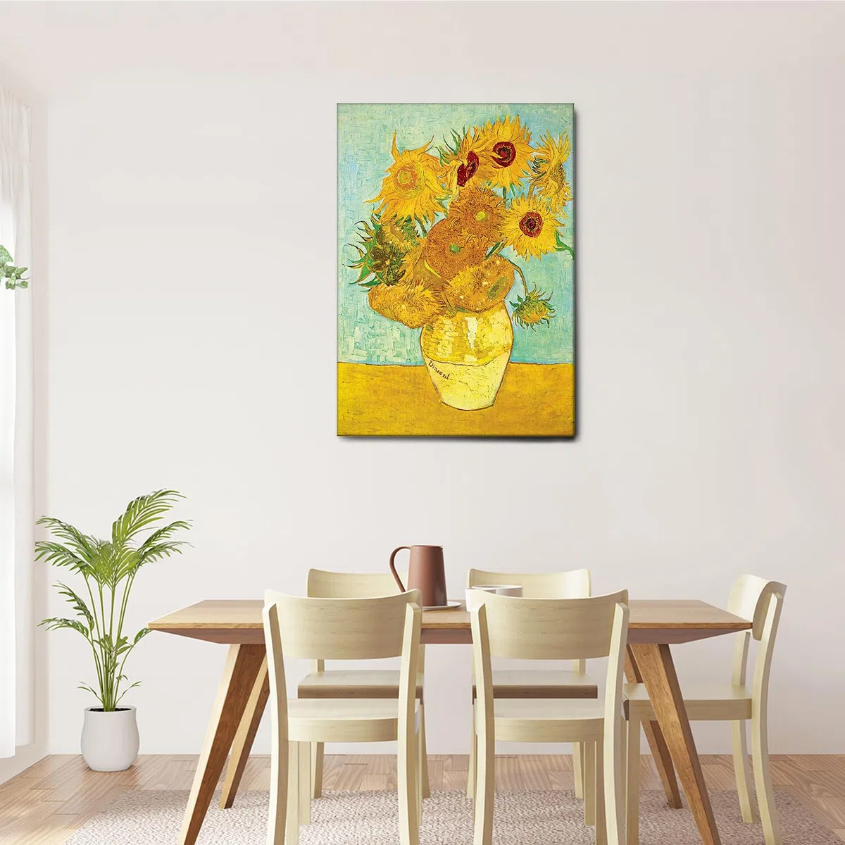 Giallobus - Cuadro - Vincent Van Gogh - Girasoles - Lienzo con marco estándar - 70L x 100l cm - Listo para colgar - Cuadros modernos