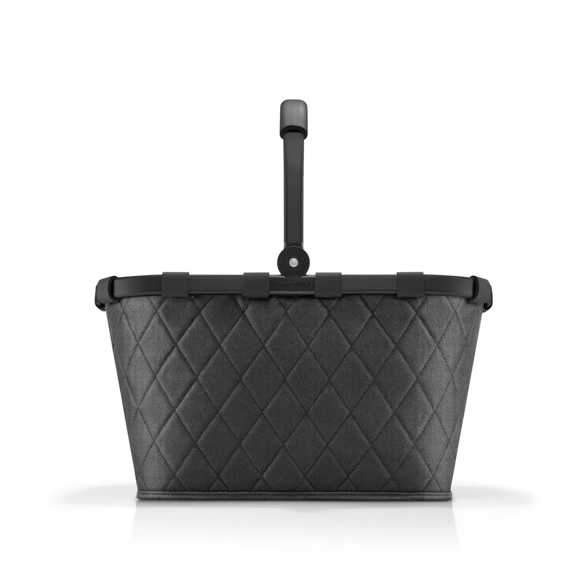 reisenthel Carrybag Frame Rhombus Black - Cesta de la compra estable con mucho espacio de almacenamiento y práctico bolsillo interior, diseño elegante e impermeable