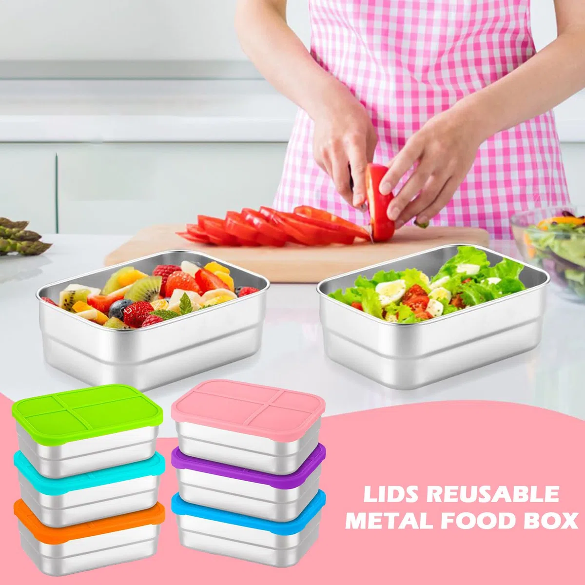 Envases de Acero Inoxidable para Snacks Recipiente Para Almacenar Comidas Y | Portátil De Alimentos Para Almuerzo Escuela Viajes Picnic Guardería Deportes Oficina Hogar Camping Senderismo