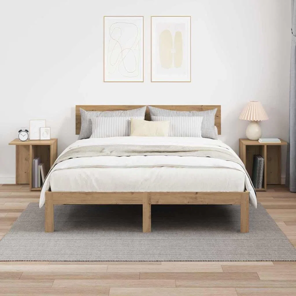 Mesa auxiliar de madera de roble Artisan, 2 unidades, 37 x 32 x 40 cm, con estante y estante, mesa de centro moderna para salón, dormitorio, pasillo, ideal como mesita de noche, mesa de
