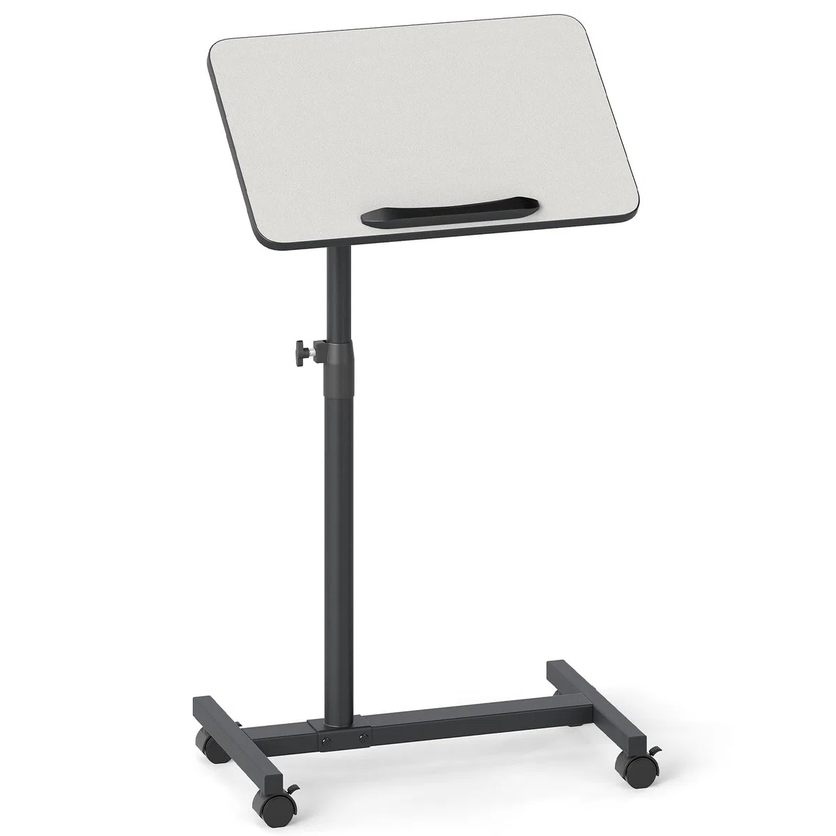 GIANTEX Mesa Auxiliar con Ruedas, Escritorio para Portátil con Tablero Inclinable, Altura Ajustable, Escritorio de Pie Móvil para Oficina, Dormitorio, Salón, 52 x 33 x 69-112 cm (Gris)