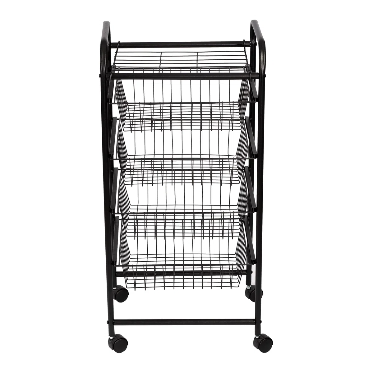[en.casa] Carro de Servicio de 5 Niveles Carrito de Cocina con 4 Cestas 1 Estante de Rejilla Estantería Rodante Multiuso Metal 87 x 41 x 32 cm Negro