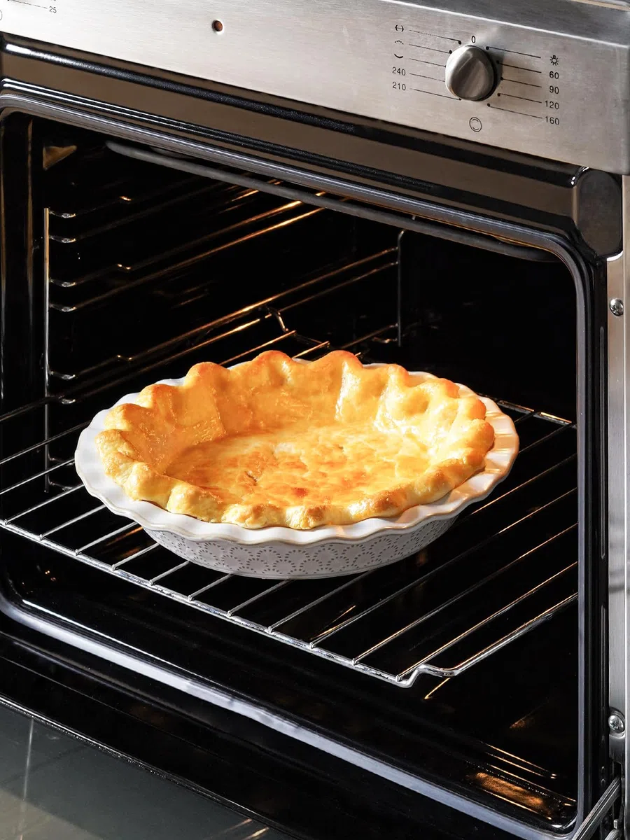 LE TAUCI Moldes de cerámica para hornear, plato de pastel de 9 pulgadas para pastel de manzana, plato redondo para hornear, molde profundo de 36 onzas, juego de 2, fuegos artificiales + peine de miel,