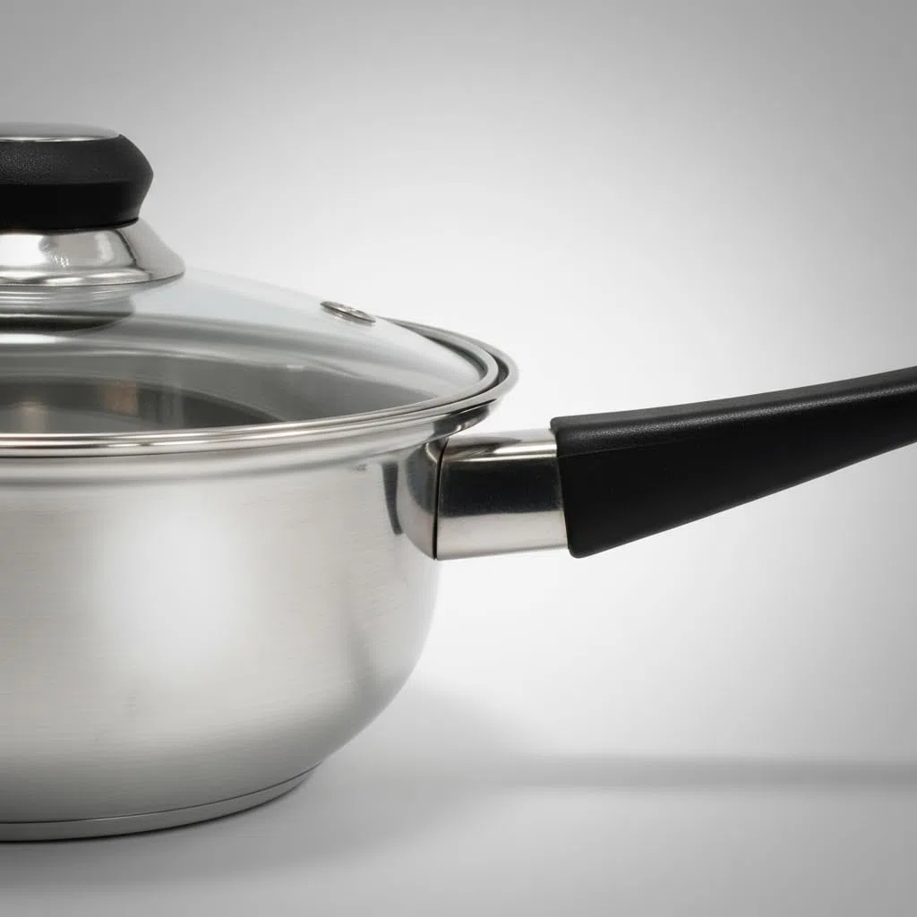 Quttin | Batería de Cocina de 12 Piezas de Acero Inoxidable Apta para Inducción, Gas y Vitrocerámica - Juego de 4 Ollas, 1 Cazo y 1 Sartén con Tapas de Cristal, Perfecta para Todas las Cocinas