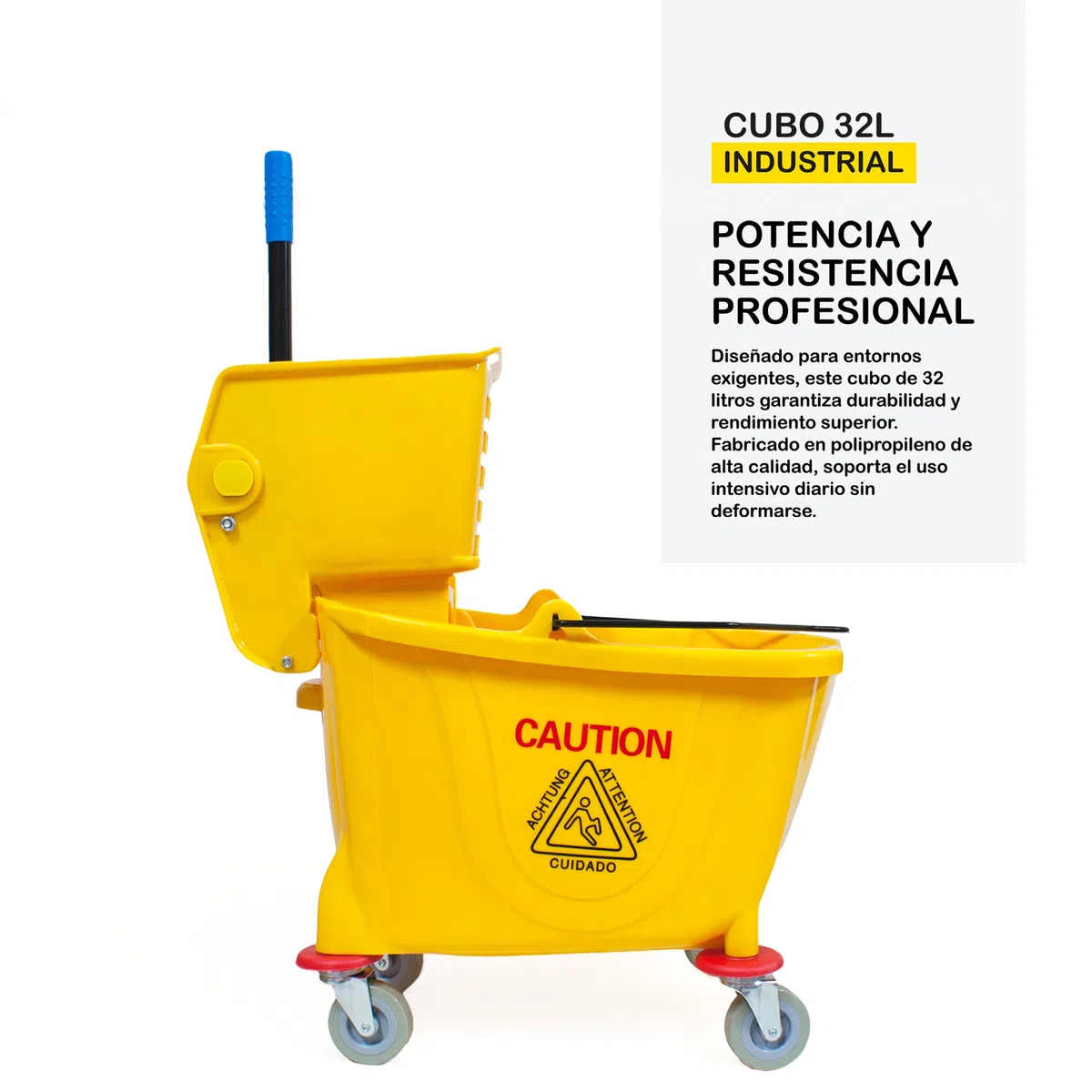 PAMEX - Cubo Industrial con Escurridor Prensa Cpacidad 32L Rótulas Mecánicas