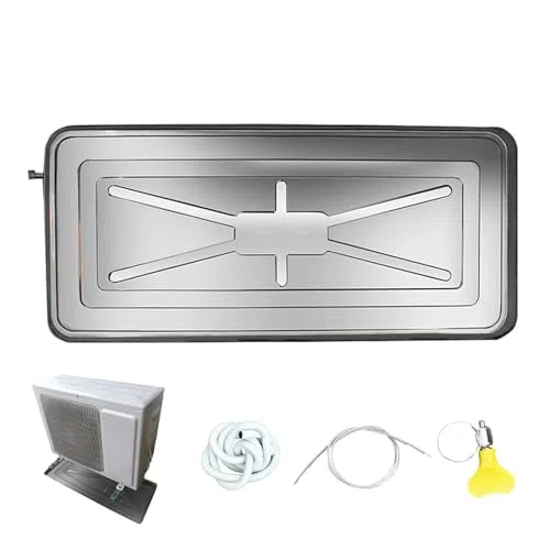 Bandeja de goteo de aire acondicionado con tubo de drenaje y kit de instalación, solución duradera para evitar daños por agua en unidades exteriores, fácil instalación