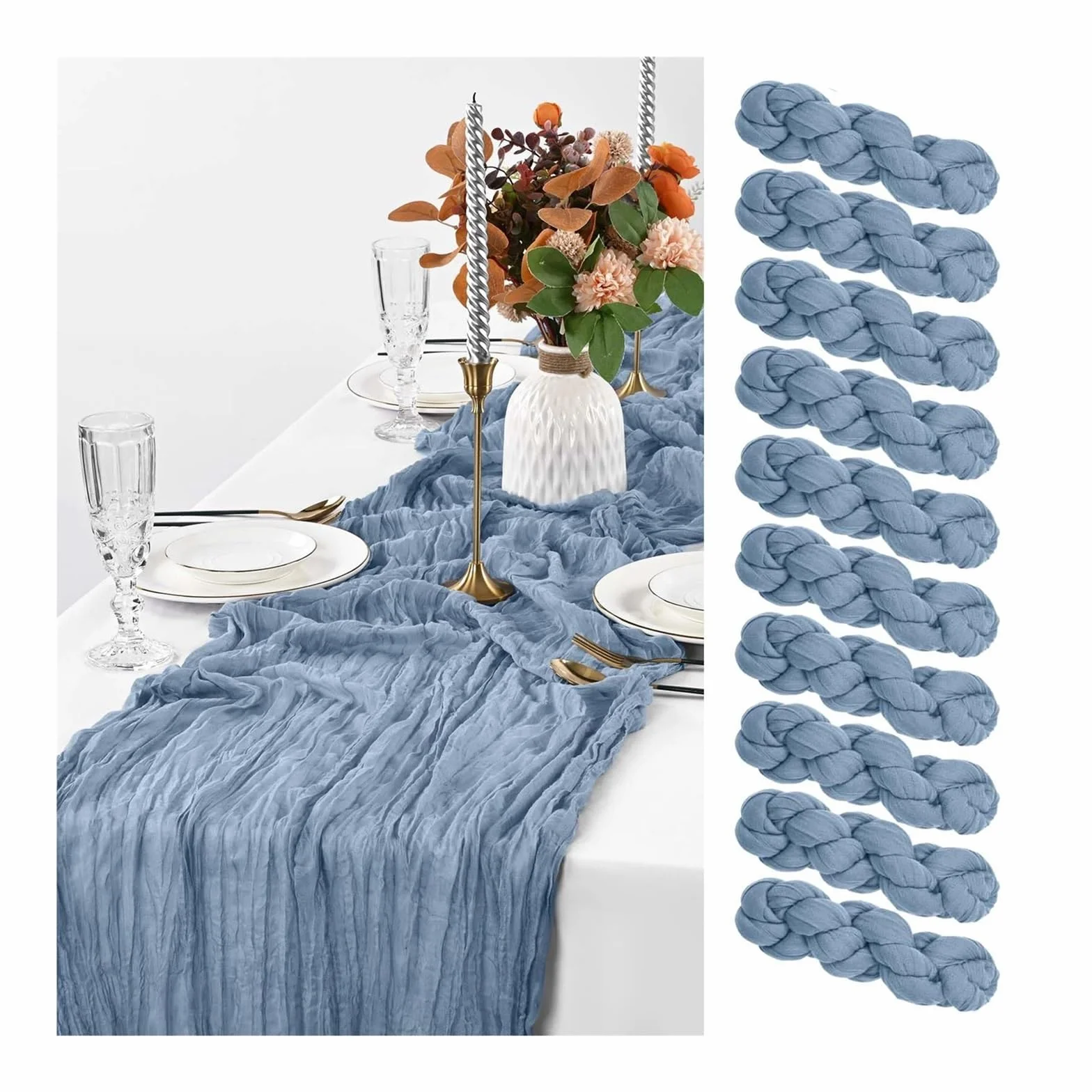 Servilletas de Mesa de algodón, Camino de Gasa de estopilla, Multicolor, 10 Piezas, Varios tamaños