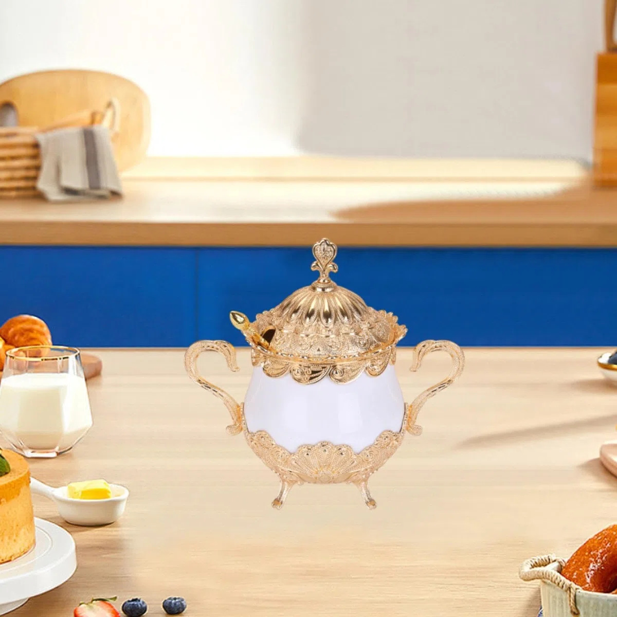 Caja para Condimentos con Asa, Recipiente para Azúcar, Ideal para de Restaurante O Cocina.